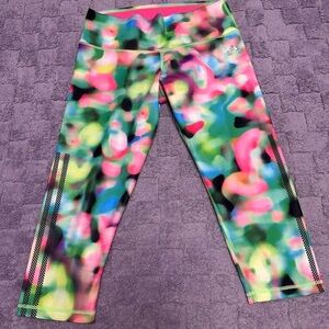Adidas medium Pink and Green Cropped Leggings